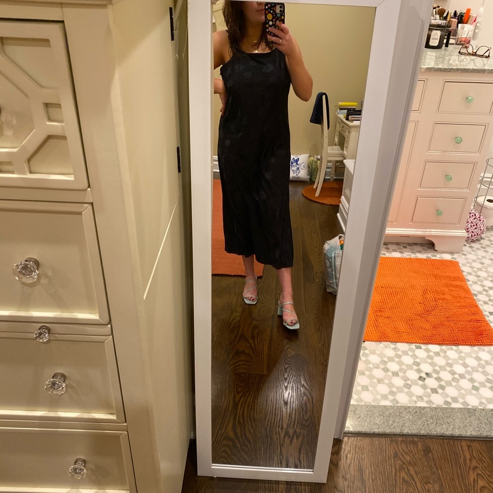 90s Slip Dress with Satin-like Poppy Print